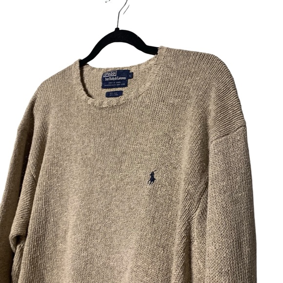 VINTAGE | Polo Ralph Lauren Silk / Linen Textured Crew - Sz Large - Picture 2 of 8